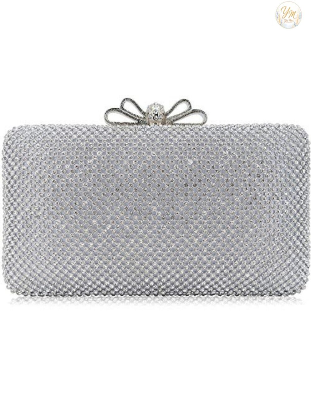 Rhinestone Crystal Bow Clasp Clutch Evening Bag Formal Party